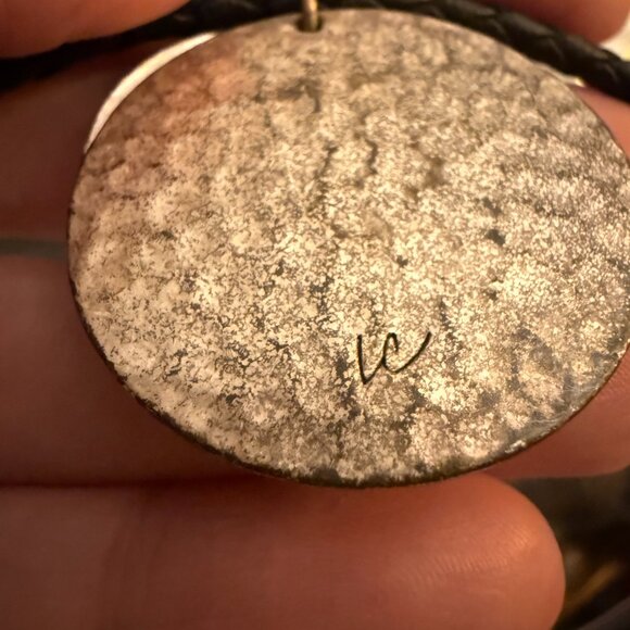 Black Choker with Hammered Silver Circles Necklace - Picture 5 of 5